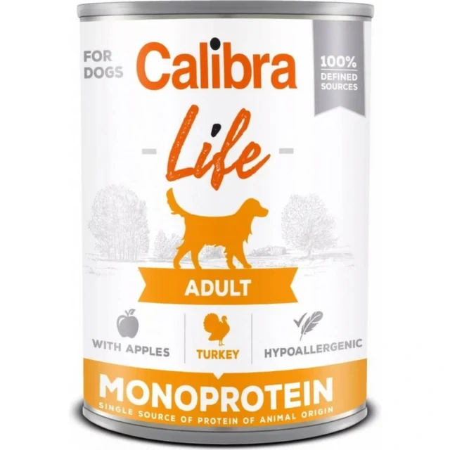 Calibra Dog Life konz.Adult Turkey with apples 400g