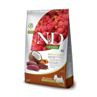 N&D - Quinoa - Skin & Coat Venison & Coconut Mini - Pro obnovu kůže a srsti pro psy malých plemen